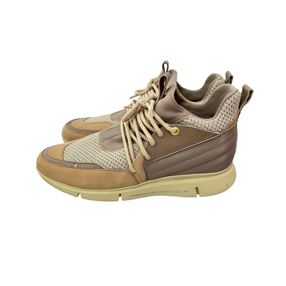 Android Homme Sneakers Mens‎ 10 Tan Brown Leather Mesh Quilted Handmade Italy
